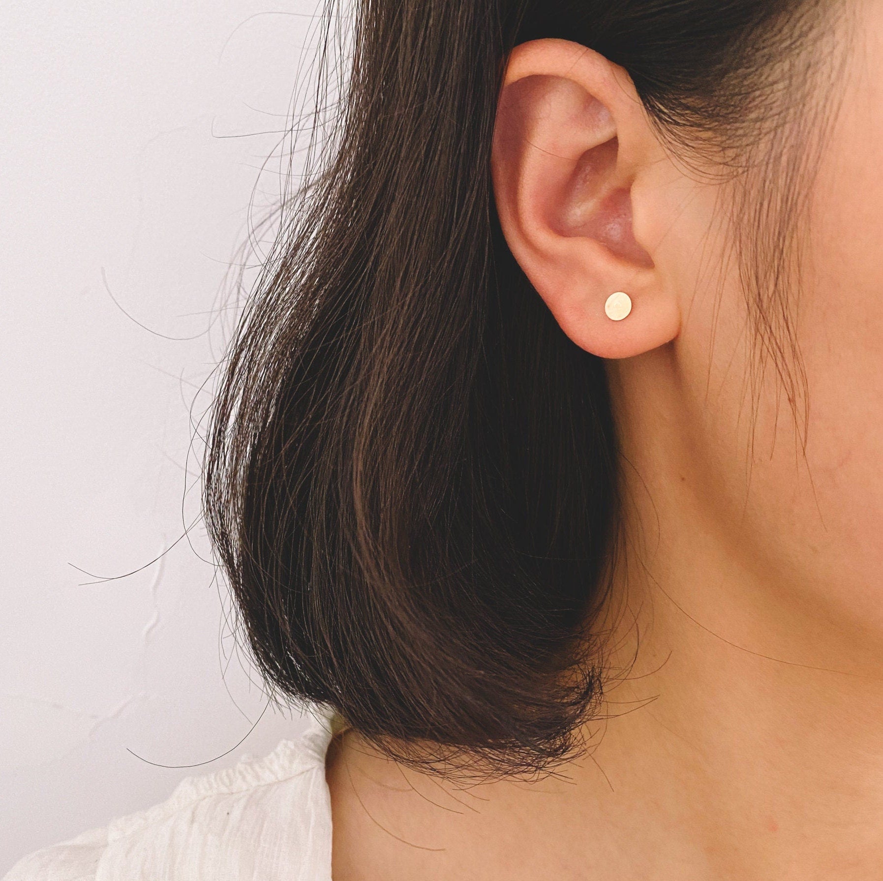 20pcs Gold Flat Ear Posts, 18K Real Gold plated Brass, Stud Earring Findings, 4/ 5/ 6/ 8mm Flat Pad (GB-2264)