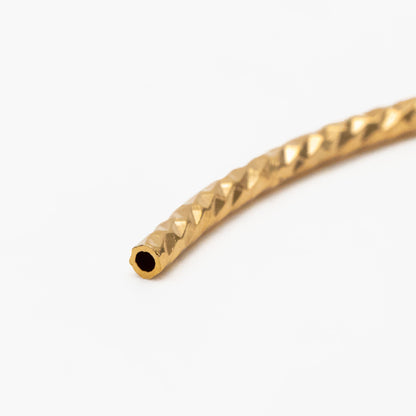 20pcs Gold Curved Tube Beads 30mm by 1.5mm, 18K Real Gold plated Brass Tube Spacers (GB-046-D)