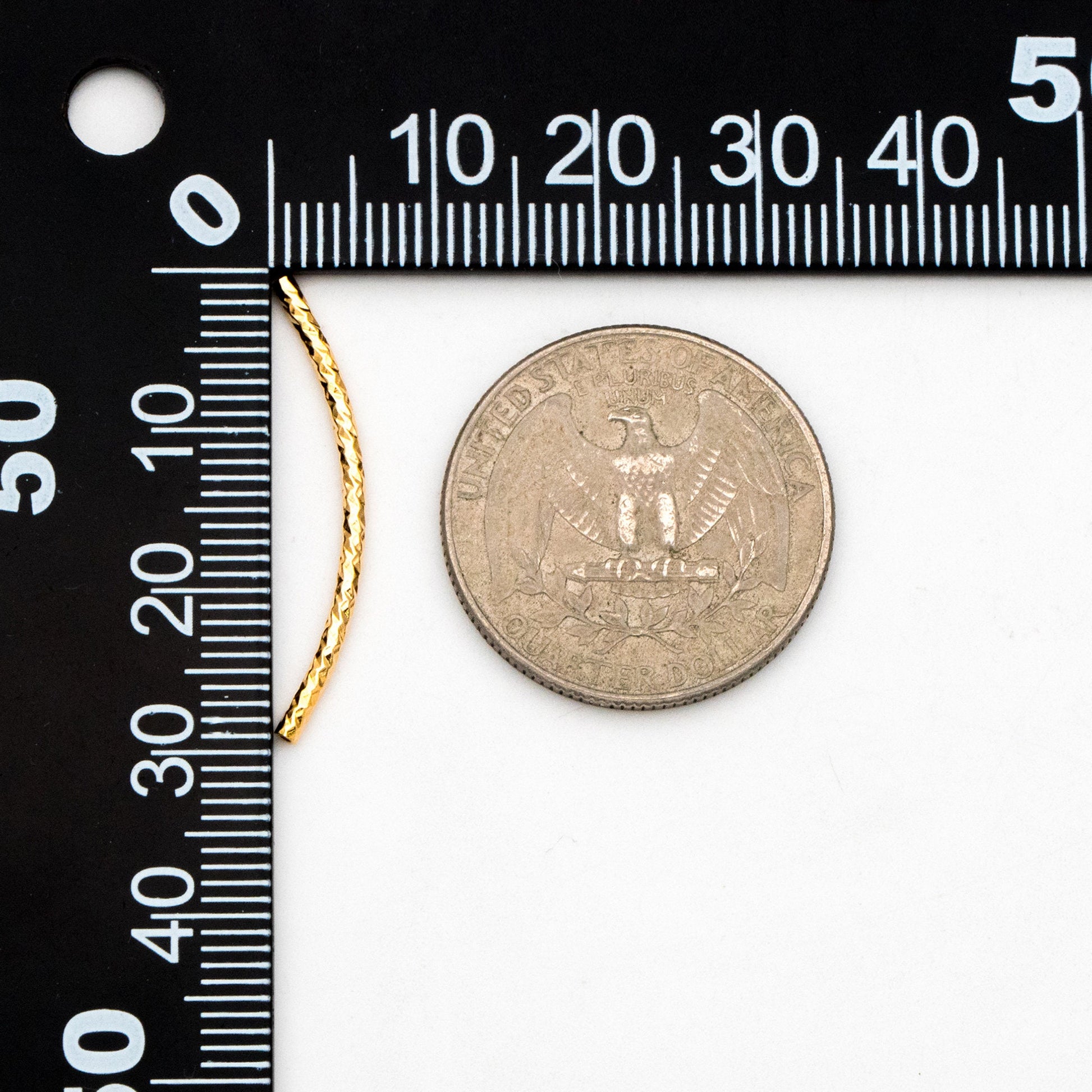 20pcs Gold Curved Tube Beads 30mm by 1.5mm, 18K Real Gold plated Brass Tube Spacers (GB-046-D)