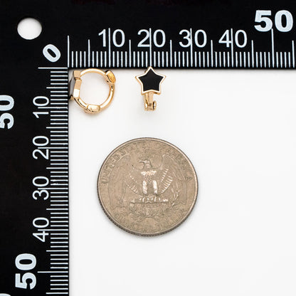 4pcs Gold Enamel Star Hoop Earrings, 18K Gold plated Brass, Minimalist Huggie Earrings (GB-3843-B)