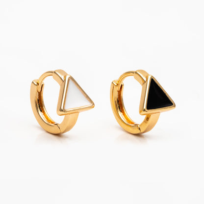 4pcs Gold Enamel Triangle Hoop Earrings, 18K Gold plated Brass, Minimalist Huggie Earrings (GB-3839-C)