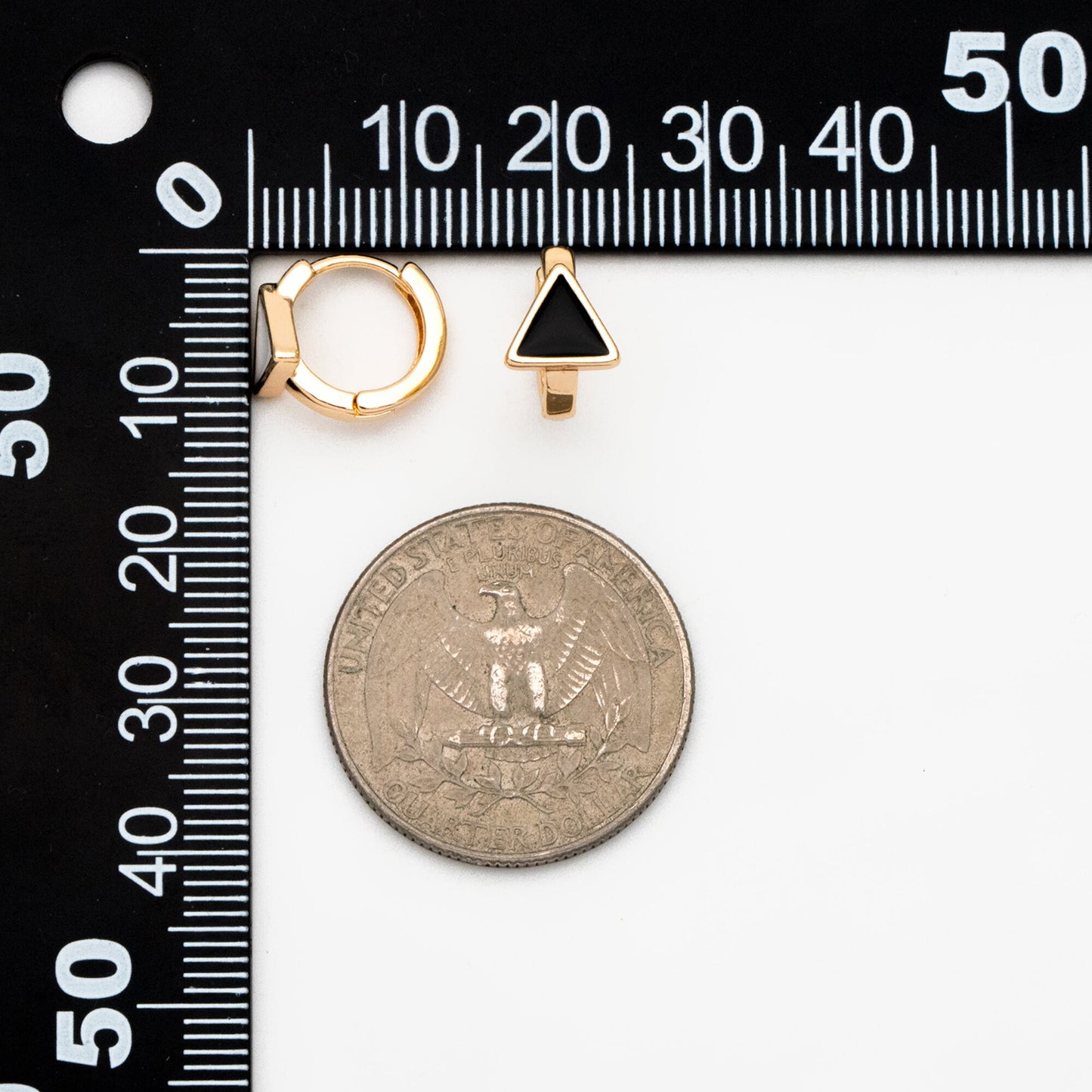 4pcs Gold Enamel Triangle Hoop Earrings, 18K Gold plated Brass, Minimalist Huggie Earrings (GB-3839-C)