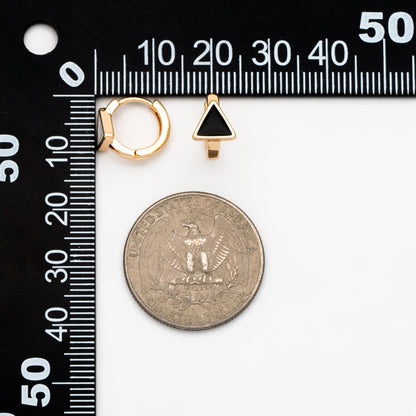 4pcs Gold Enamel Triangle Hoop Earrings, 18K Gold plated Brass, Minimalist Huggie Earrings (GB-3839-C)