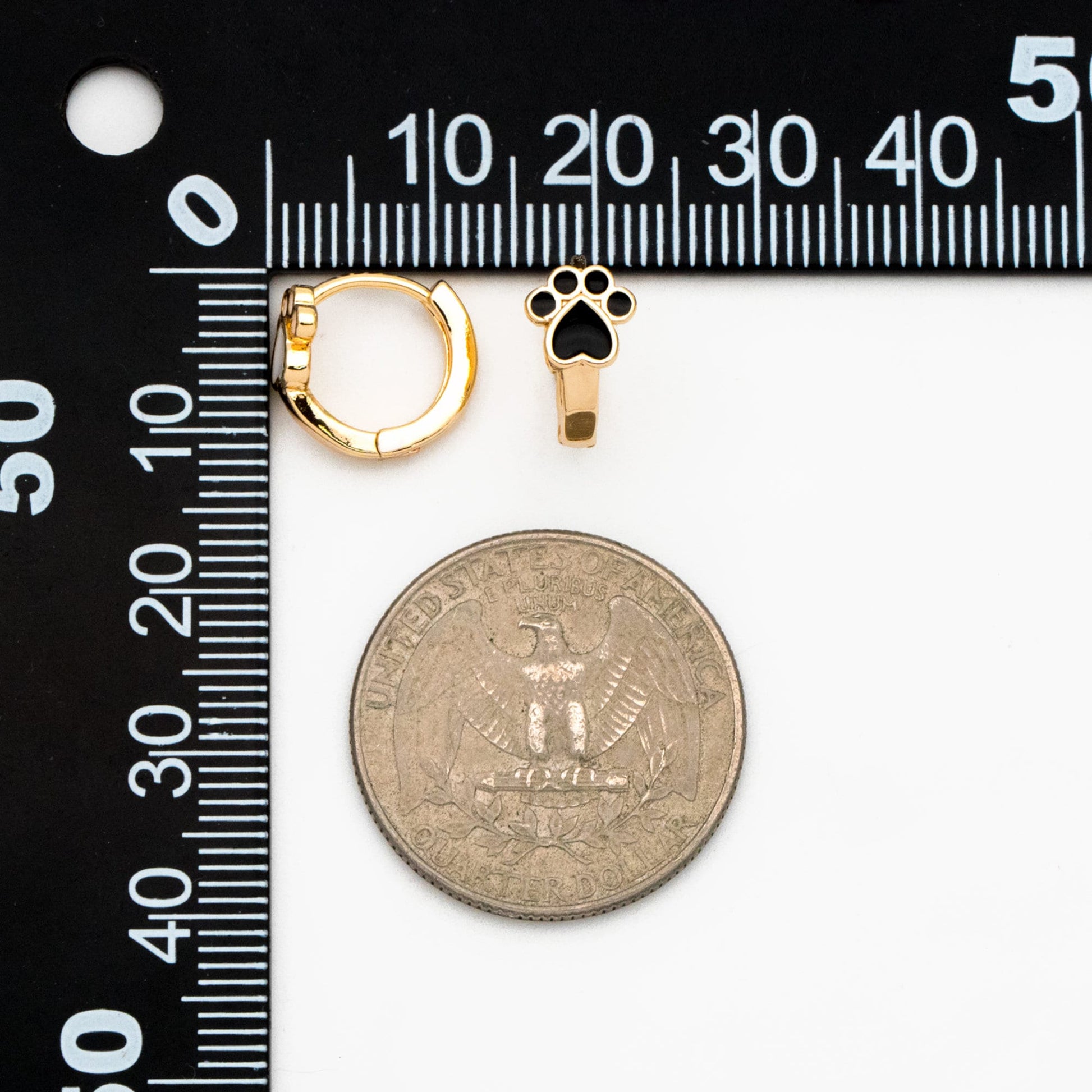 4pcs Gold Enamel Pet Footprint Hoop Earrings, 18K Gold plated Brass, Minimalist Huggie Earrings (GB-3839-A)