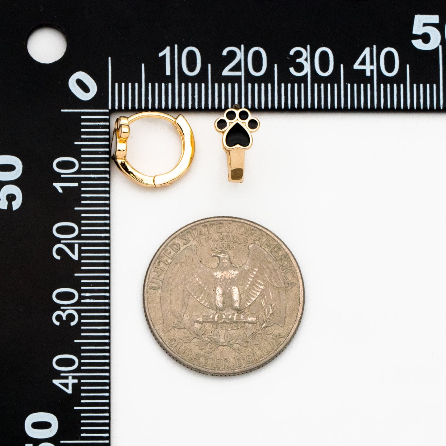 4pcs Gold Enamel Pet Footprint Hoop Earrings, 18K Gold plated Brass, Minimalist Huggie Earrings (GB-3839-A)