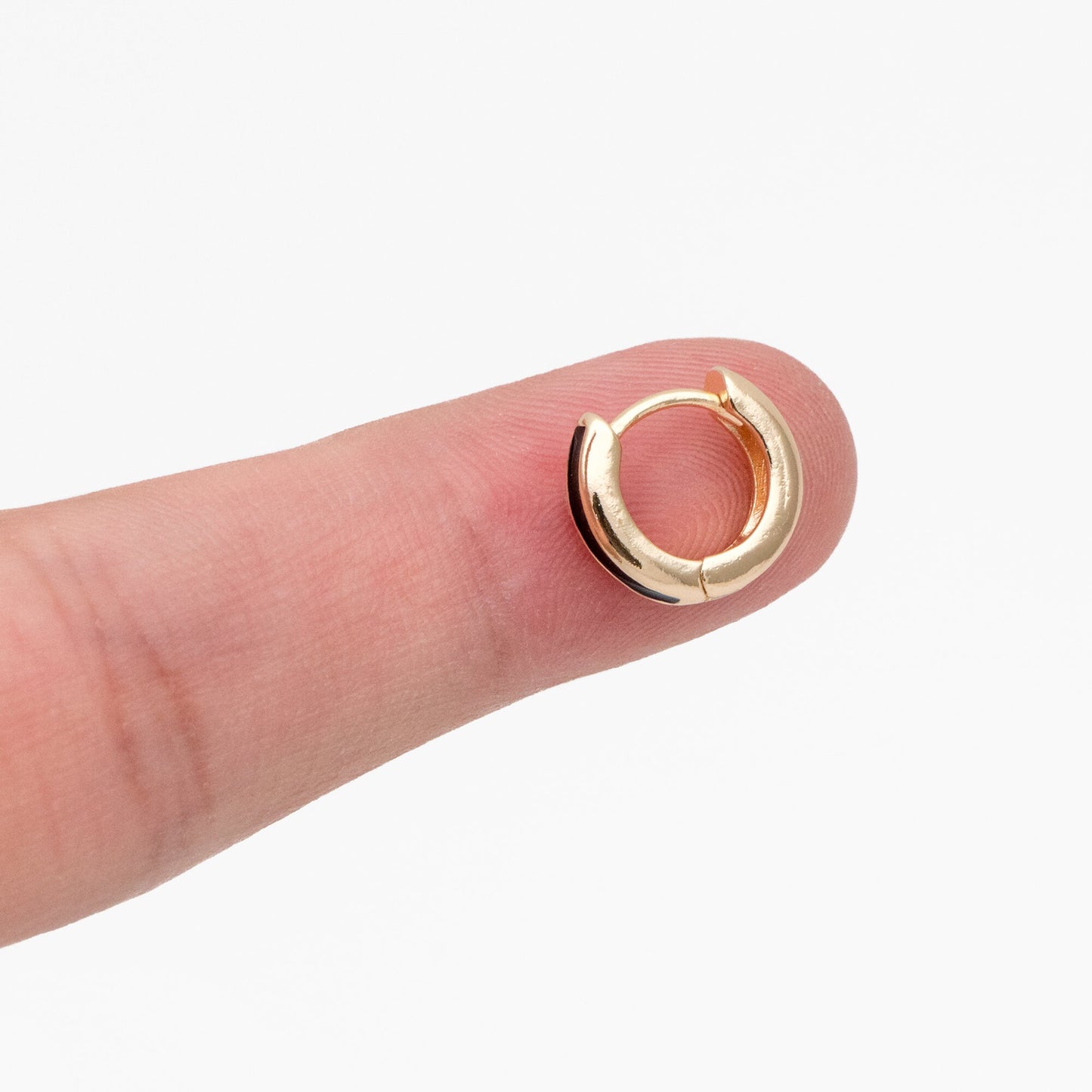 4pcs Gold Enamel Circle Hoop Earrings, 18K Gold plated Brass, Minimalist Huggie Earrings (GB-3717-C)