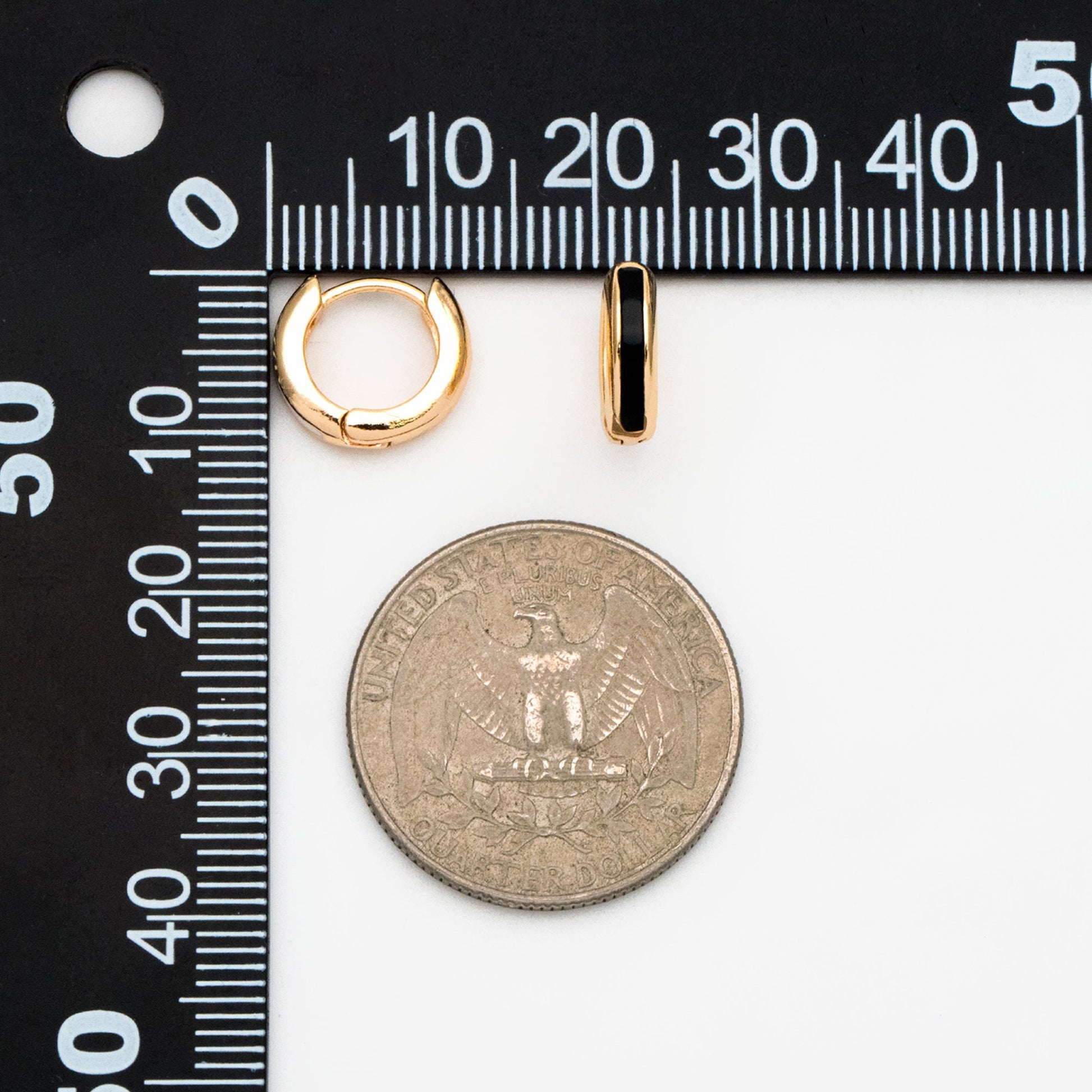 4pcs Gold Enamel Circle Hoop Earrings, 18K Gold plated Brass, Minimalist Huggie Earrings (GB-3717-C)