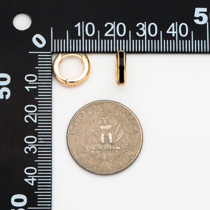 4pcs Gold Enamel Circle Hoop Earrings, 18K Gold plated Brass, Minimalist Huggie Earrings (GB-3717-C)