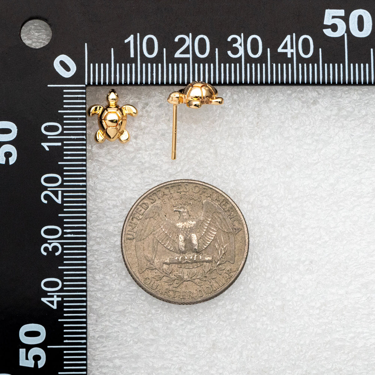 10pcs Gold/ Silver Turtle Earrings, Gold/ Rhodium Plated Brass, Minimalist Stud Earrings (GB-3845-C)