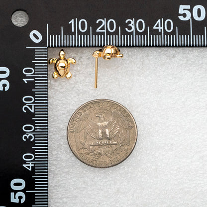 10pcs Gold/ Silver Turtle Earrings, Gold/ Rhodium Plated Brass, Minimalist Stud Earrings (GB-3845-C)