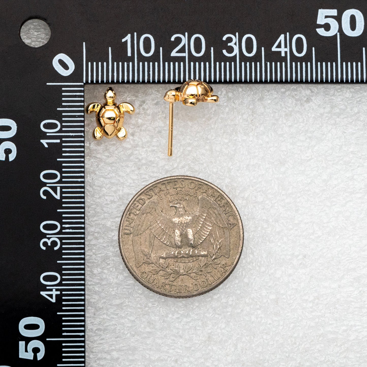 10pcs Gold/ Silver Turtle Earrings, Gold/ Rhodium Plated Brass, Minimalist Stud Earrings (GB-3845-C)