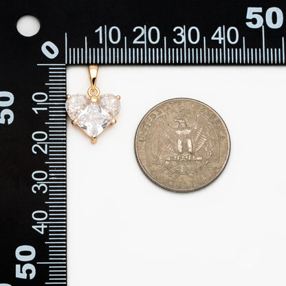 4pcs CZ pave Gold Heart Charms 20x14mm, Gold Plated Brass Heart Pendants (GB-2782-L)