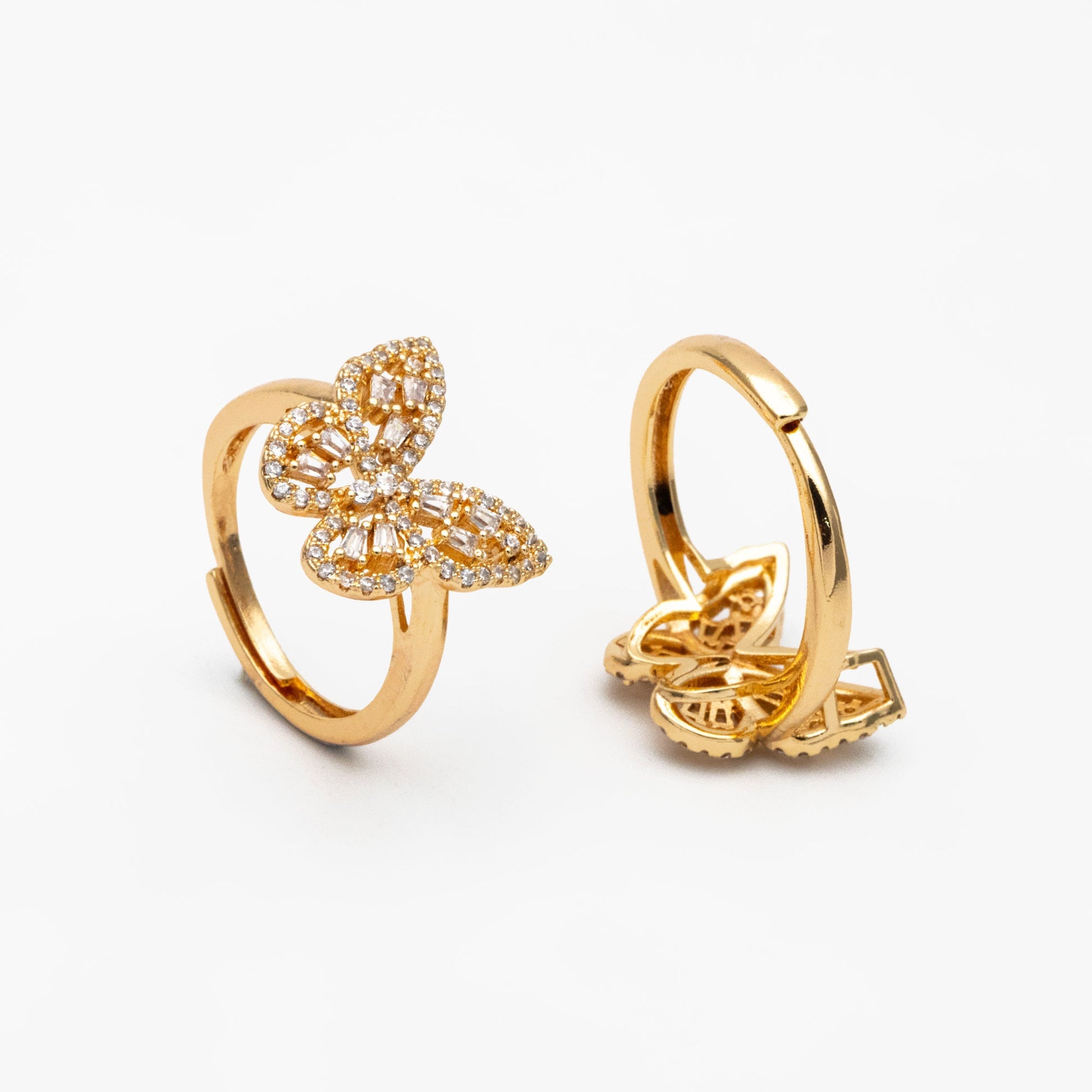 4pcs CZ Pave Butterfly Ring, Modern Style Ring, Fashion Rings, Dainty Rings, Adjustable Ring (#GB-3849)