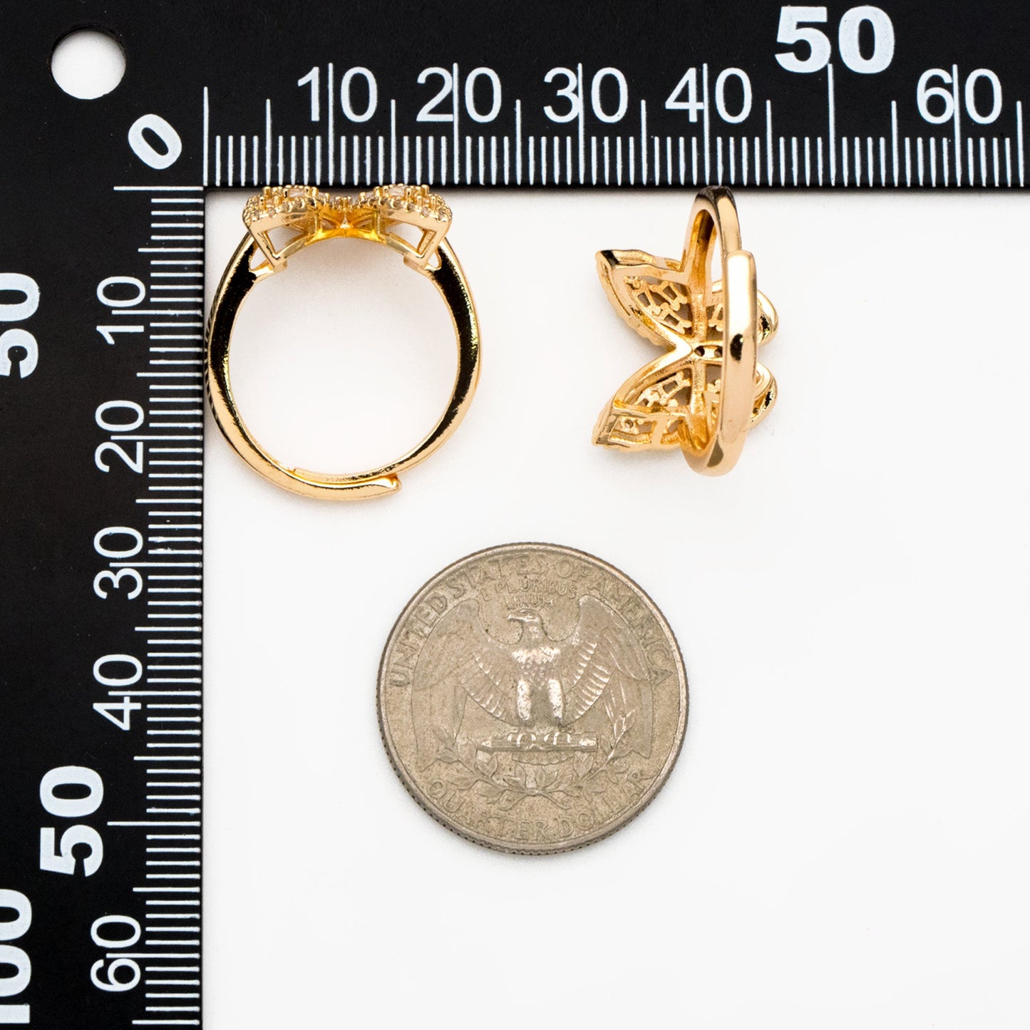 4pcs CZ Pave Butterfly Ring, Modern Style Ring, Fashion Rings, Dainty Rings, Adjustable Ring (#GB-3849)