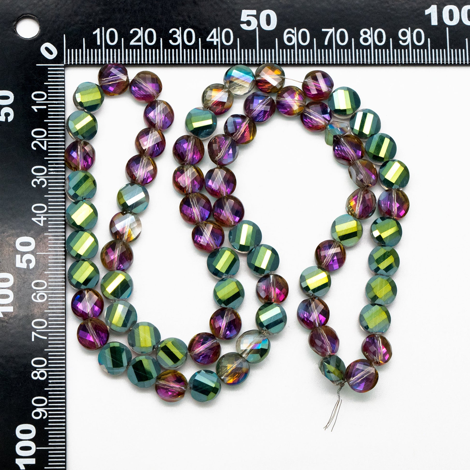 70pcs Faceted Coin Glass Beads, 8mm Round Button Beads (TS-128)