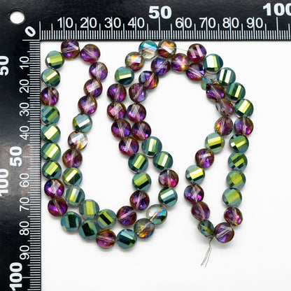 70pcs Faceted Coin Glass Beads, 8mm Round Button Beads (TS-128)