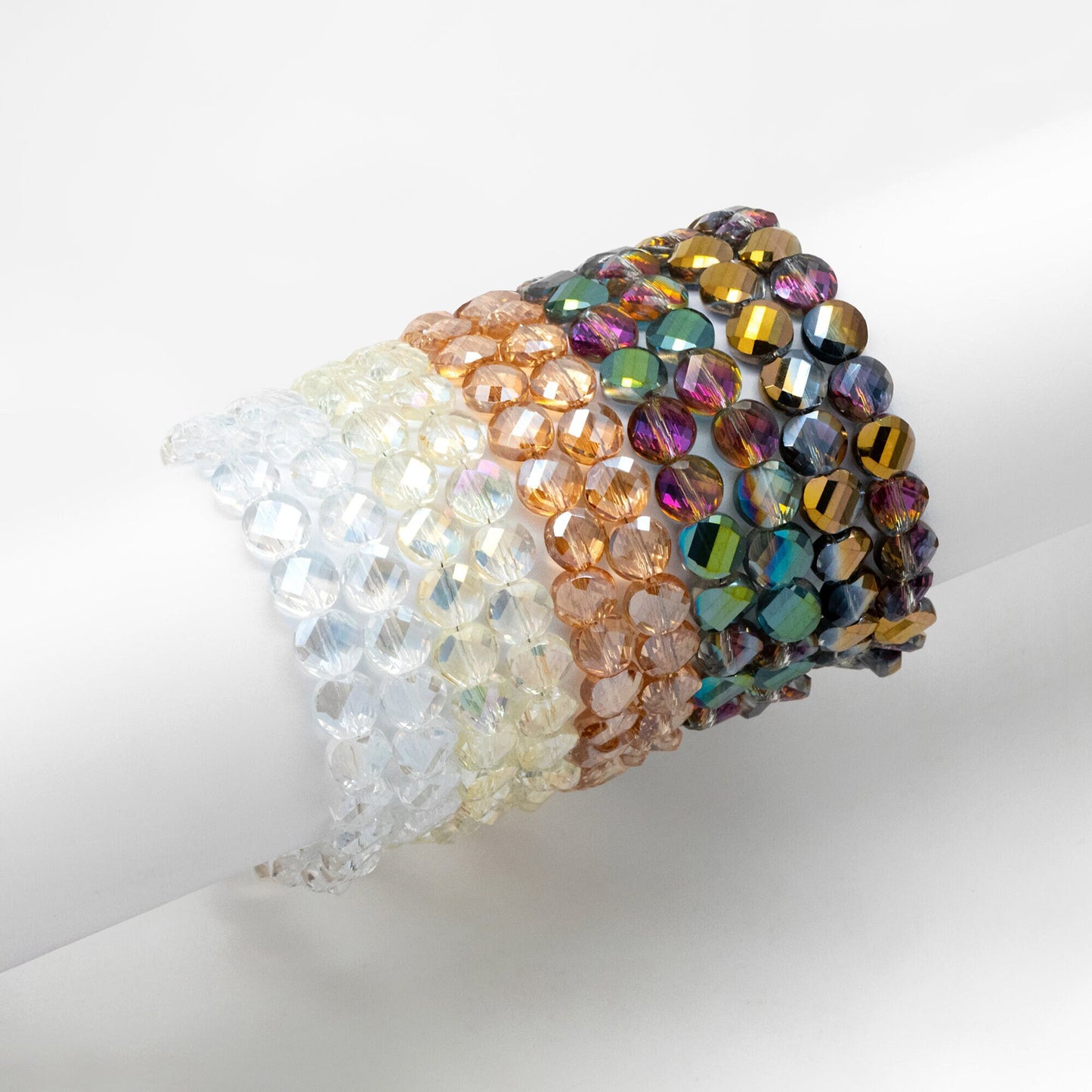 70pcs Faceted Coin Glass Beads, 8mm Round Button Beads (TS-128)