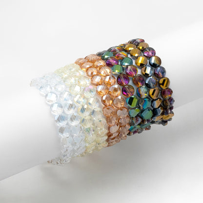 70pcs Faceted Coin Glass Beads, 8mm Round Button Beads (TS-128)