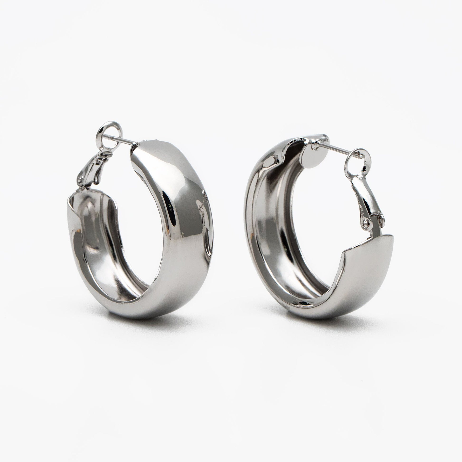 4pcs Chunky Hoop Earring Hooks: Gold/ Rhodium plated Brass, 30/ 50mm (GB-3730)