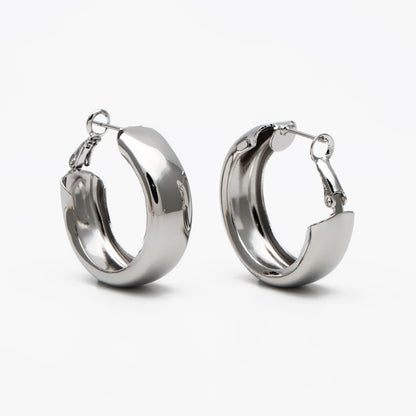 4pcs Chunky Hoop Earring Hooks: Gold/ Rhodium plated Brass, 30/ 50mm (GB-3730)