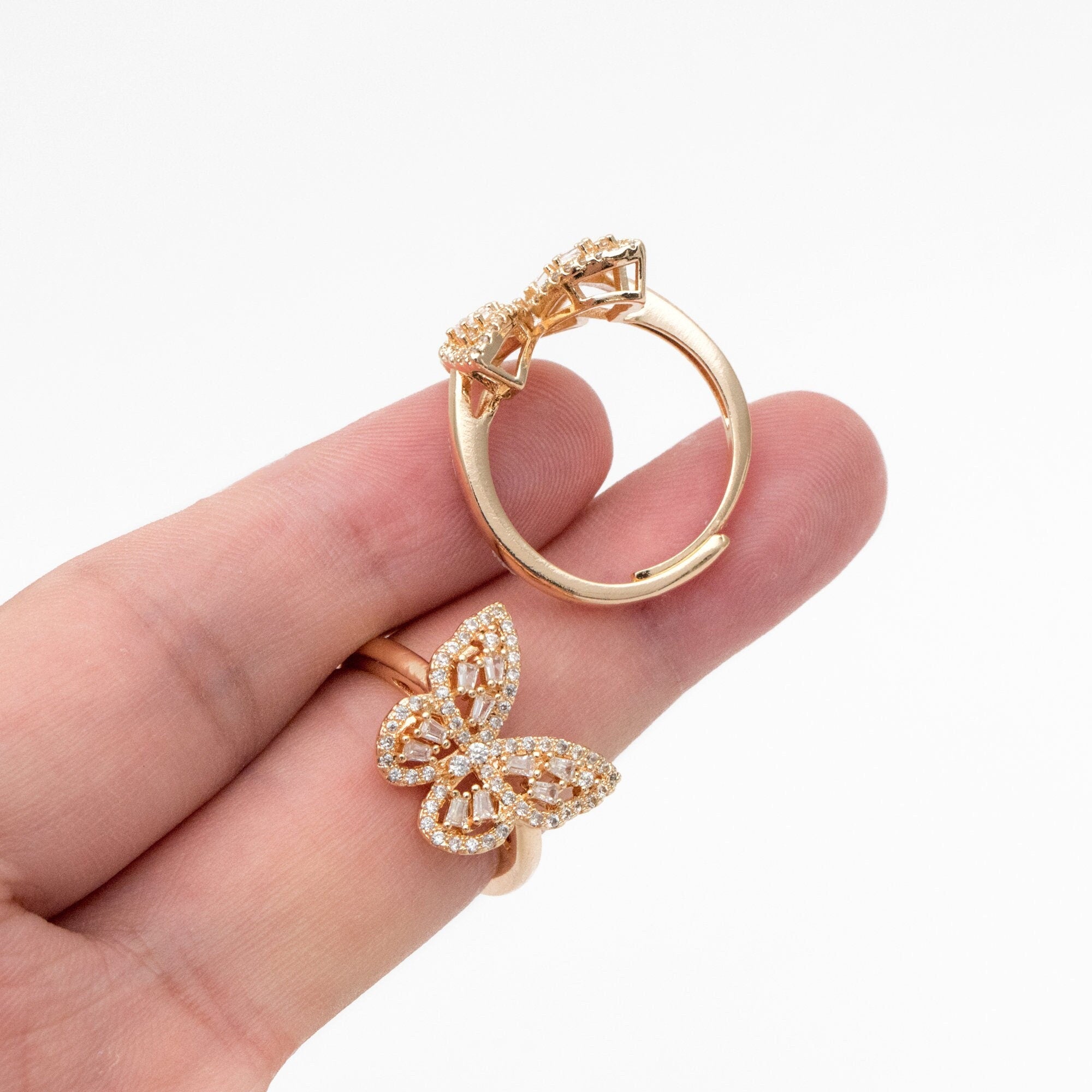 4pcs CZ Pave Butterfly Ring, Modern Style Ring, Fashion Rings, Dainty Rings, Adjustable Ring (#JZ-019-B)