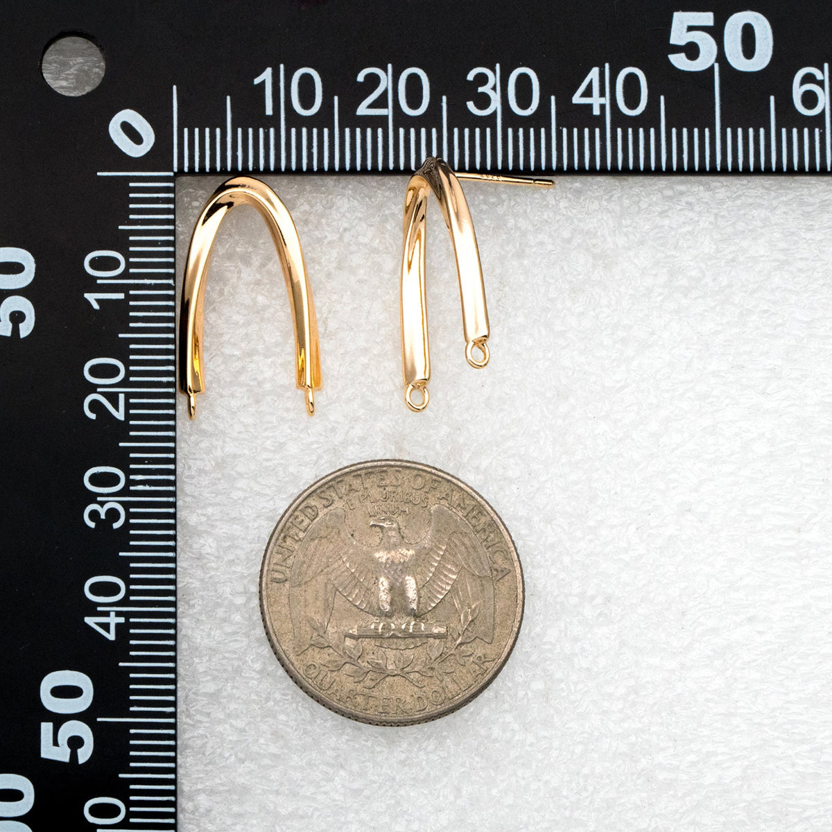10pcs Gold Twist Bar Stud Earrings with 2 Loops, U-shaped Ear Posts, Simple Ear Wire Findings (GB-3226-D)