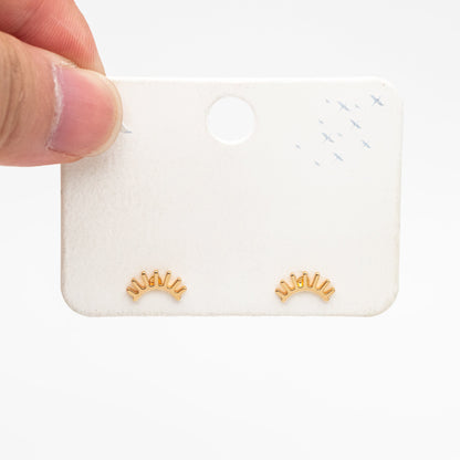 10pcs Gold/ Silver Eyelash Stud Earrings 5X10mm, Gold/ Rhodium Plated Brass Minimalist Lash Earrings (GB-3867)