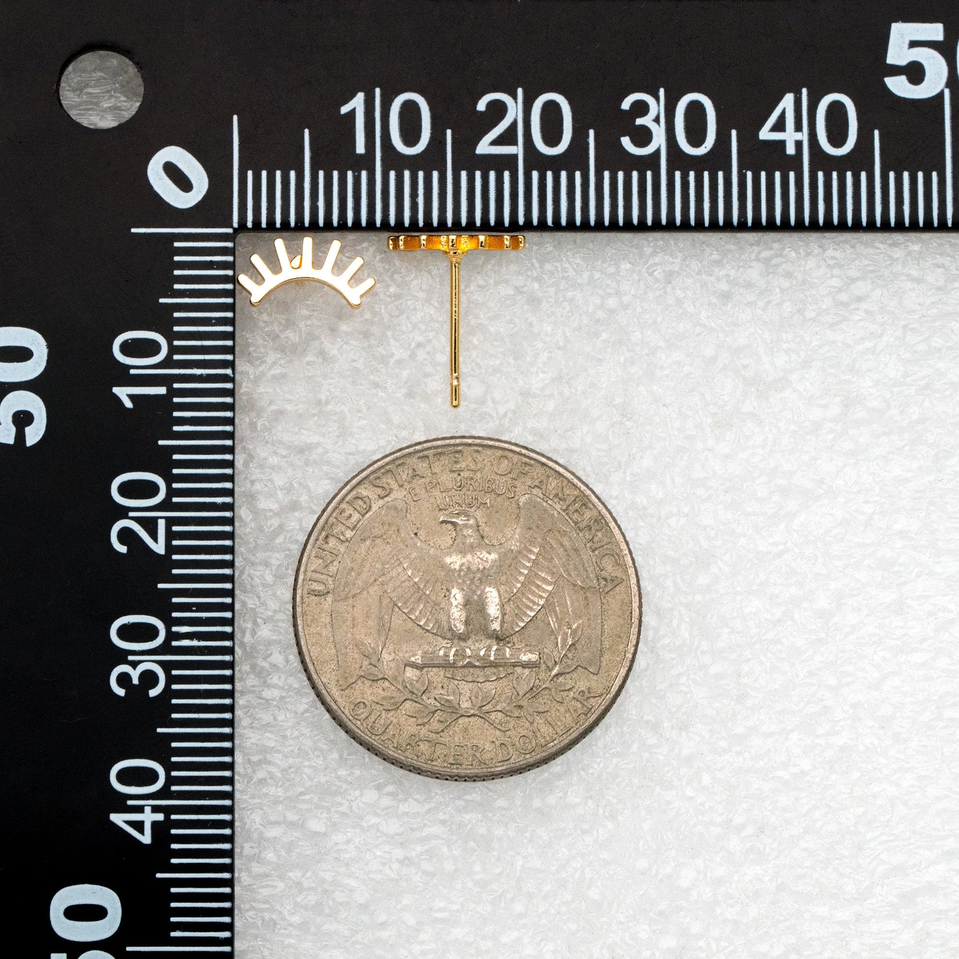 10pcs Gold/ Silver Eyelash Stud Earrings 5X10mm, Gold/ Rhodium Plated Brass Minimalist Lash Earrings (GB-3867)