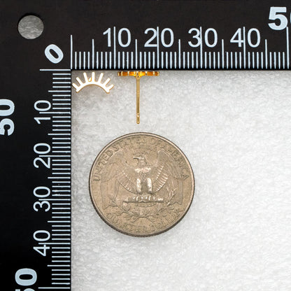 10pcs Gold/ Silver Eyelash Stud Earrings 5X10mm, Gold/ Rhodium Plated Brass Minimalist Lash Earrings (GB-3867)