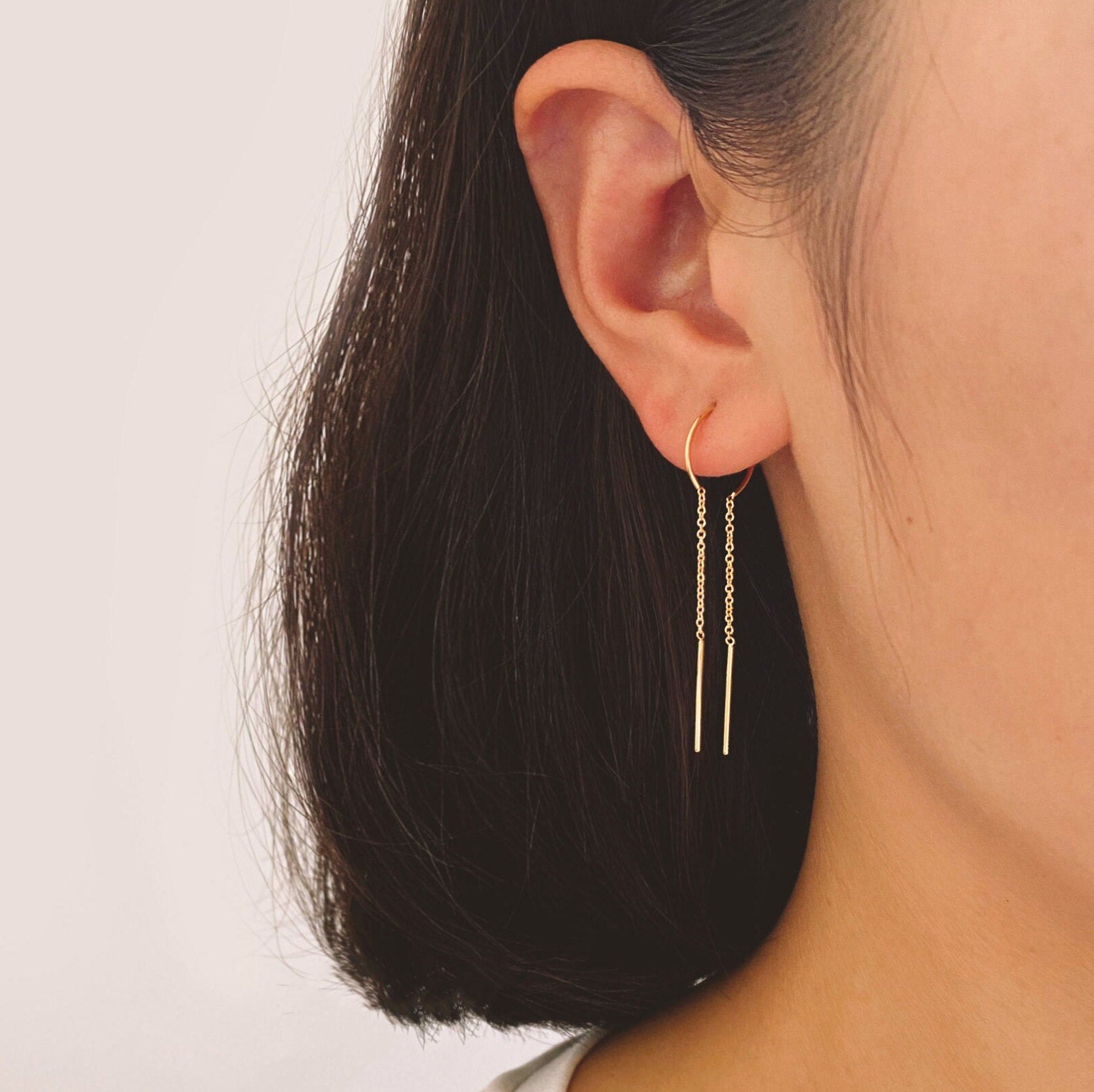 10pcs Gold/ Silver Threader Earrings, 1mm Cable Chain Earwire Thread, Earring Supply Findings Wholesale (GB-1735-D)