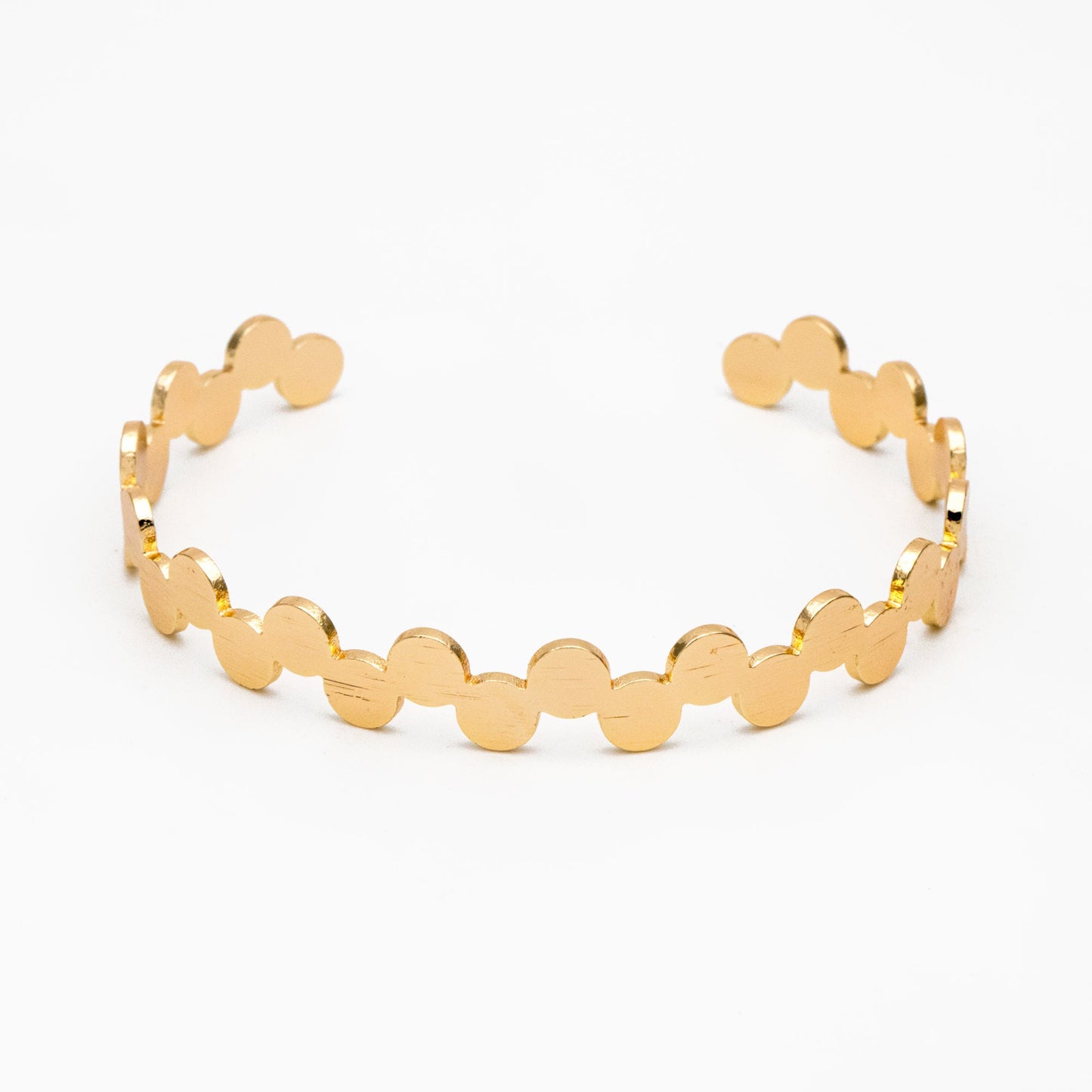 1pcs Gold Brushed Round Disc Bangle Bracelet, Stackable Bracelets, Adjustable Bangle Bracelet (#GB-3880)