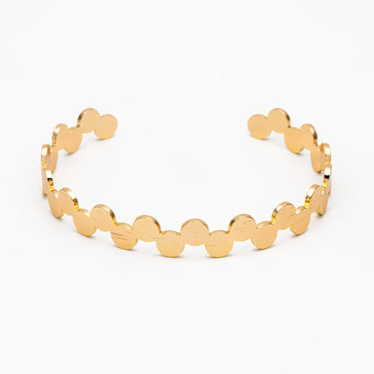 1pcs Gold Brushed Round Disc Bangle Bracelet, Stackable Bracelets, Adjustable Bangle Bracelet (#GB-3880)