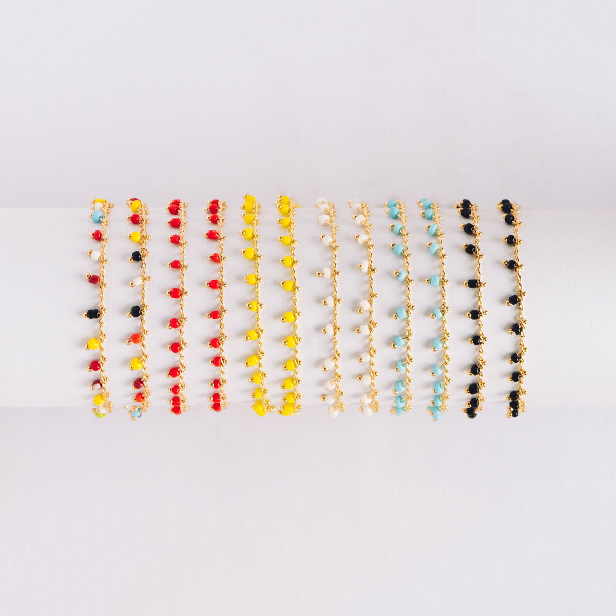 Gold plated Brass Beaded Chains, 1.8mm Chain with Glass Seed Beads, Necklace Chain Components (#LK-201)/ 1 Meter=3.3 ft