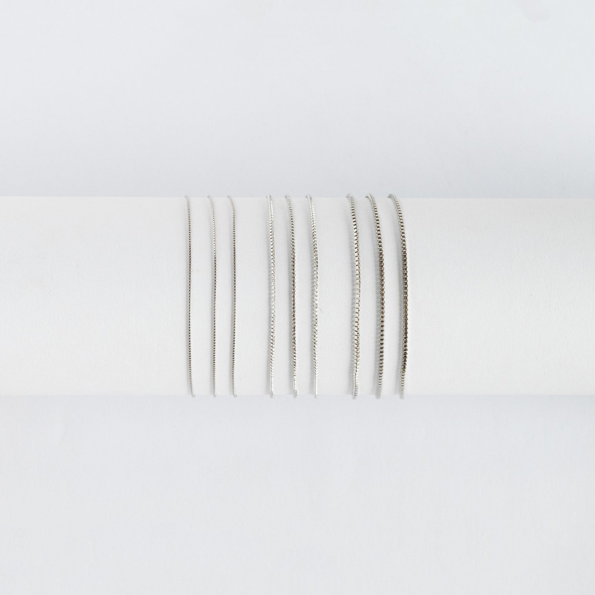 Rhodium plated Brass Box Chains, 0.7/ 0.9/ 1.1m Thin, Silver Tone Chain Findings (#LK-208)/ 1 Meter=3.3 ft