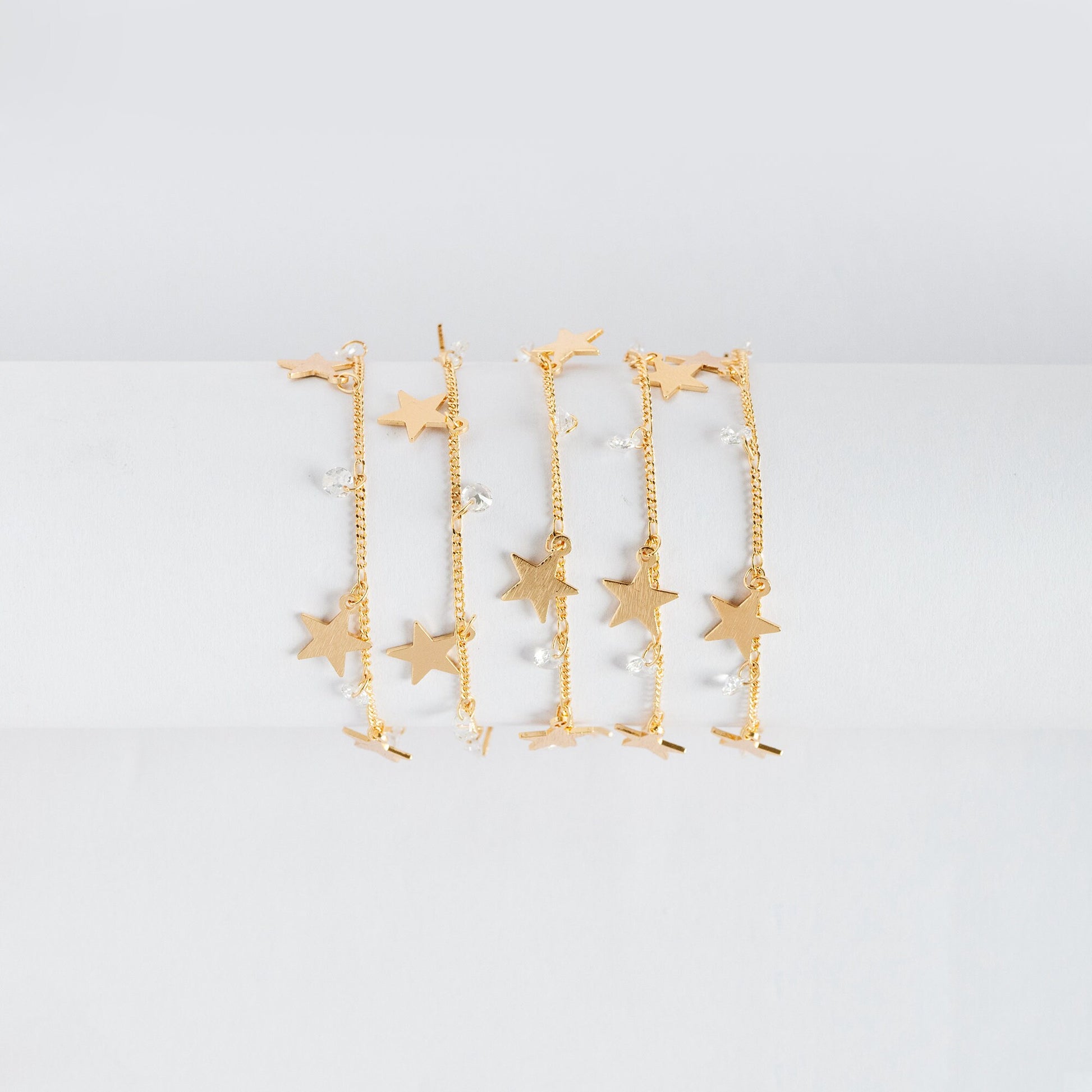 Gold Chain with Star and CZ Charms, 18K Gold plated Brass Curb Chain, Quality Chain for Jewelry Wholesale (#LK-219-1)/ 1 Meter=3.3ft