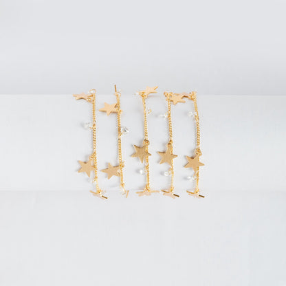 Gold Chain with Star and CZ Charms, 18K Gold plated Brass Curb Chain, Quality Chain for Jewelry Wholesale (#LK-219-1)/ 1 Meter=3.3ft