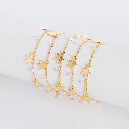 Gold Chain with Star and CZ Charms, 18K Gold plated Brass Curb Chain, Quality Chain for Jewelry Wholesale (#LK-219-1)/ 1 Meter=3.3ft