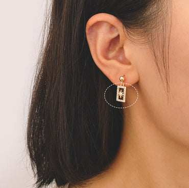 4pcs CZ Pave North Star Charm, Tiny Star Charm, Rectangle Charm Pendant (GB-924-G)