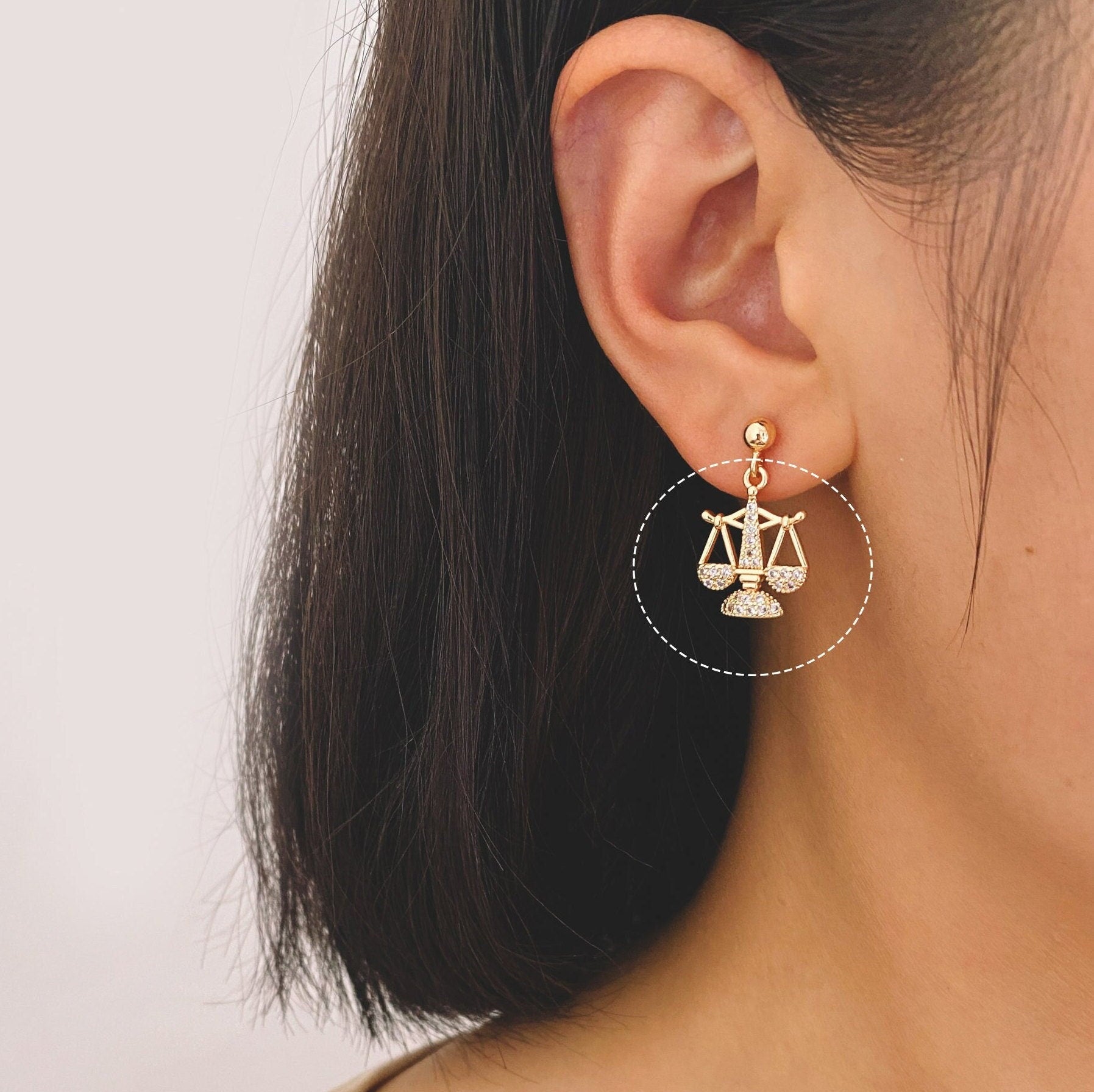 4pcs Gold Libra Charms, Scale of Justice Pendants, Balance Scale Pendants, Cubic Zirconia Pave, Lawyer Law Jewelry Supplies (GB-2503)