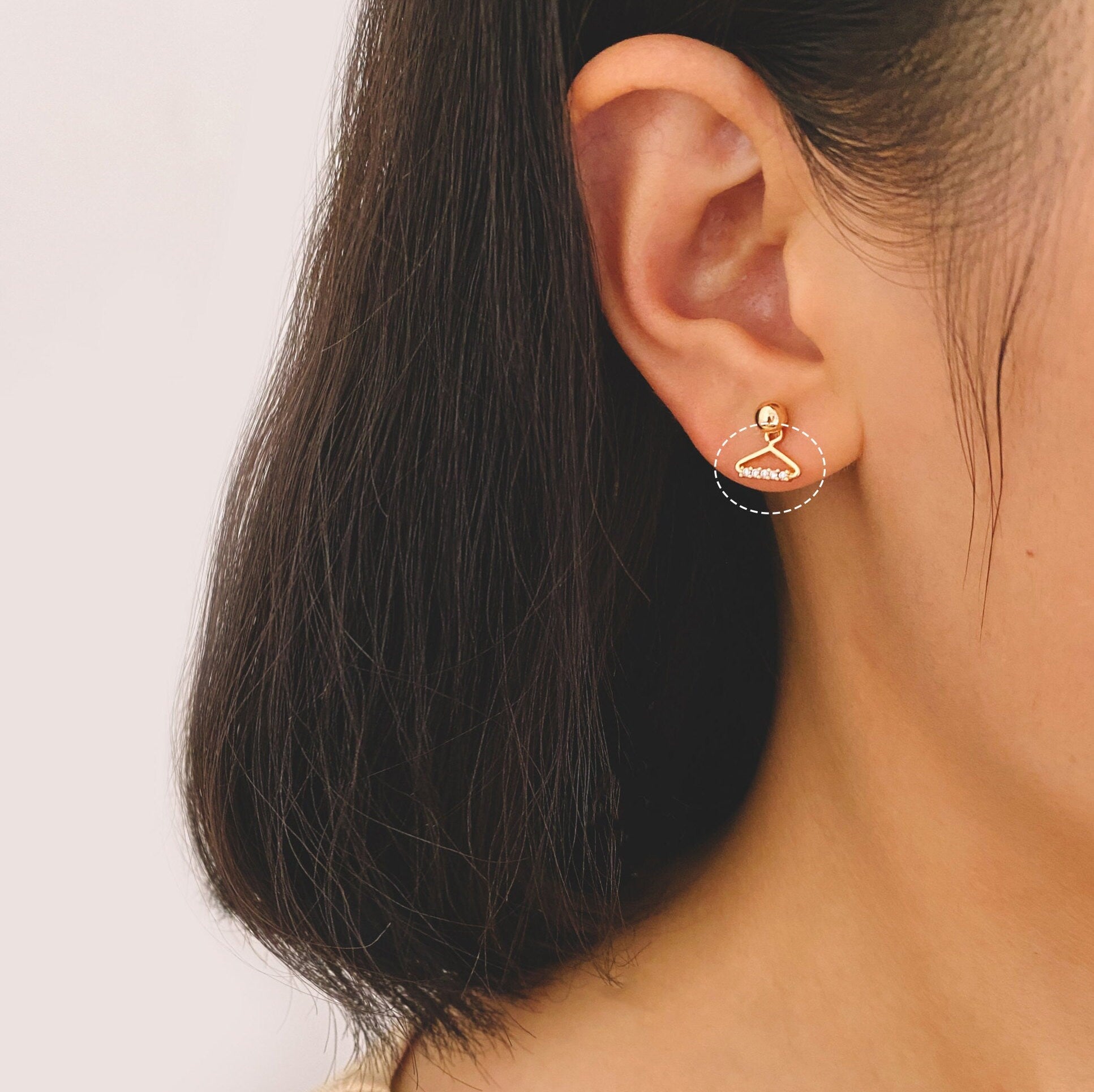 10pcs Gold Hanger Charm 9x9mm, Mini Coat Hanger Pendants, CZ Pave Clothes Hangers (GB-2526)