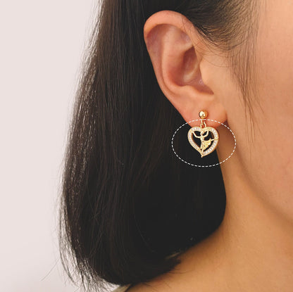 4pcs CZ pave Gold Dancer Heart Charm, Earring Findings, Jewelry Making, Diy Material, Jewelry Supplies (GB-1189-C)