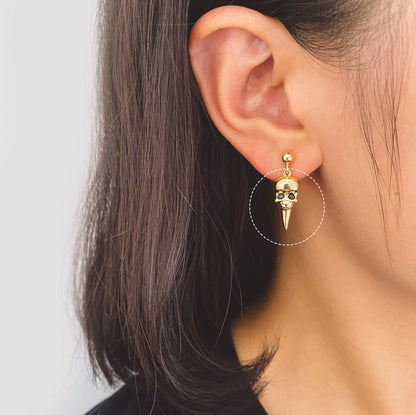 4pcs CZ Pave Gold Skull Charm, Real Gold plated Brass, Jewelry Supply (GB-2600)