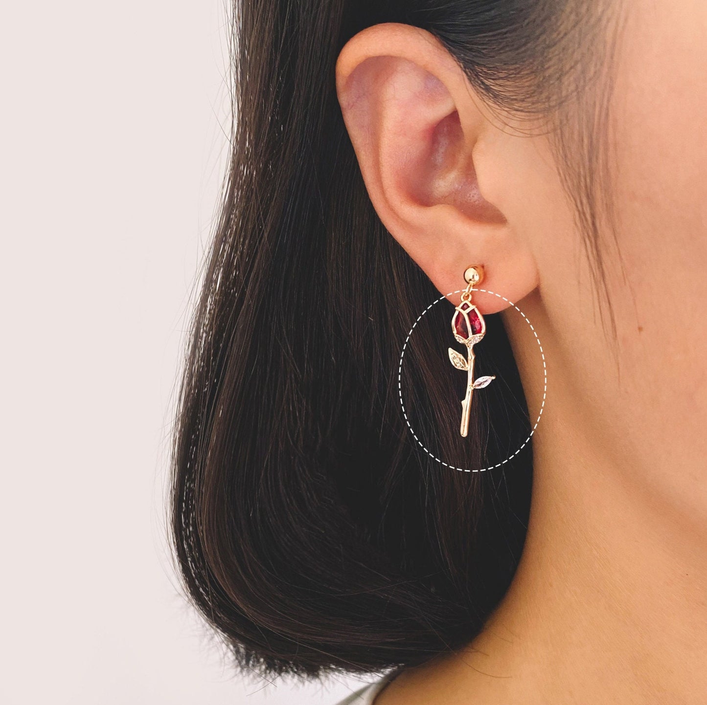 4pcs Gold CZ Flower Charms, 18K Gold plated Brass, Cubic Zirconia Rose Pendants, Clear/ Pinkish Red (GB-3579-I)