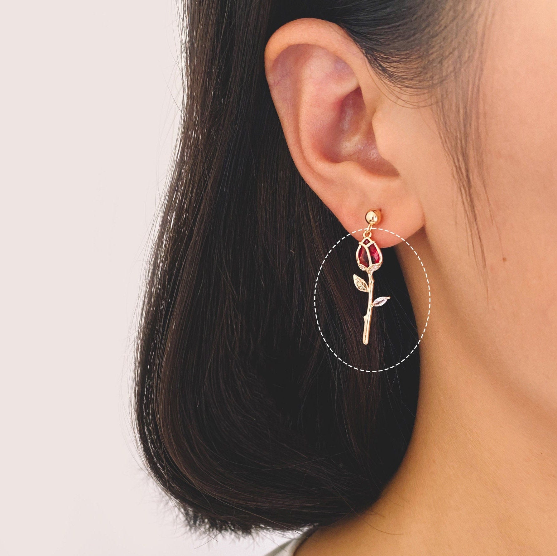 4pcs Gold CZ Flower Charms, 18K Gold plated Brass, Cubic Zirconia Rose Pendants, Clear/ Pinkish Red (GB-3579-I)