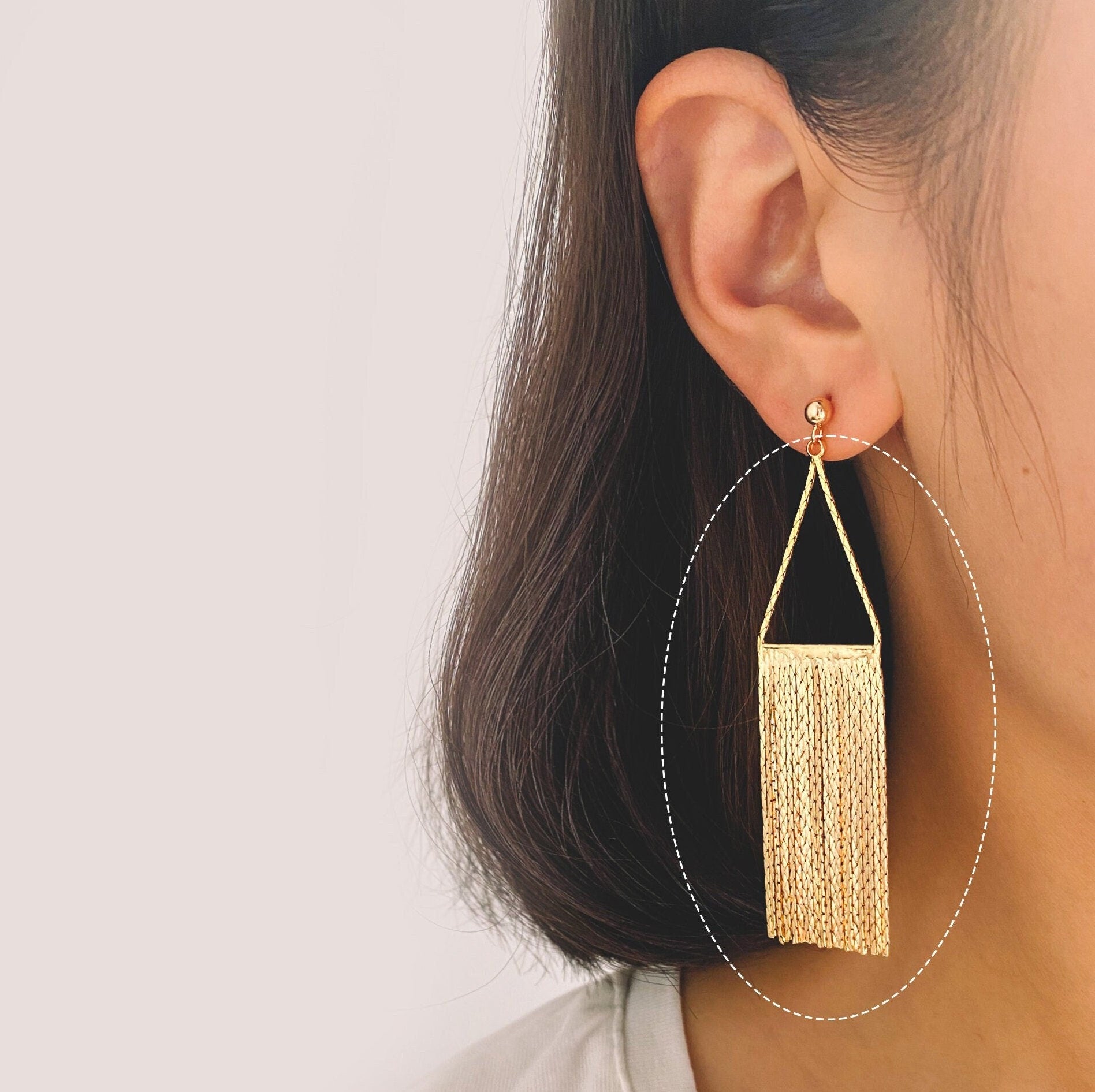 4pcs Gold Chain Tassels 74x19mm, Gold plated Brass Tassel Charm Pendants (GB-945-A)