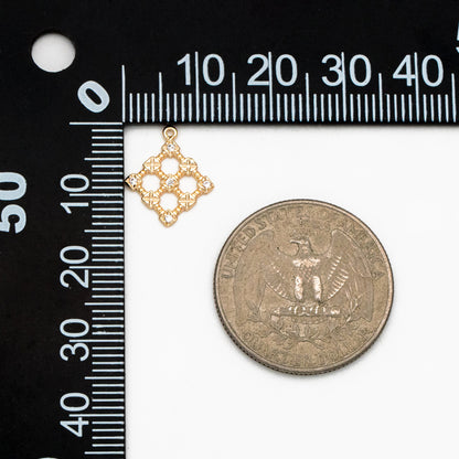 10pcs CZ Pave Rhombus Charms, 18K Gold Plated Brass, Geometric Square Pendants (GB-3885)