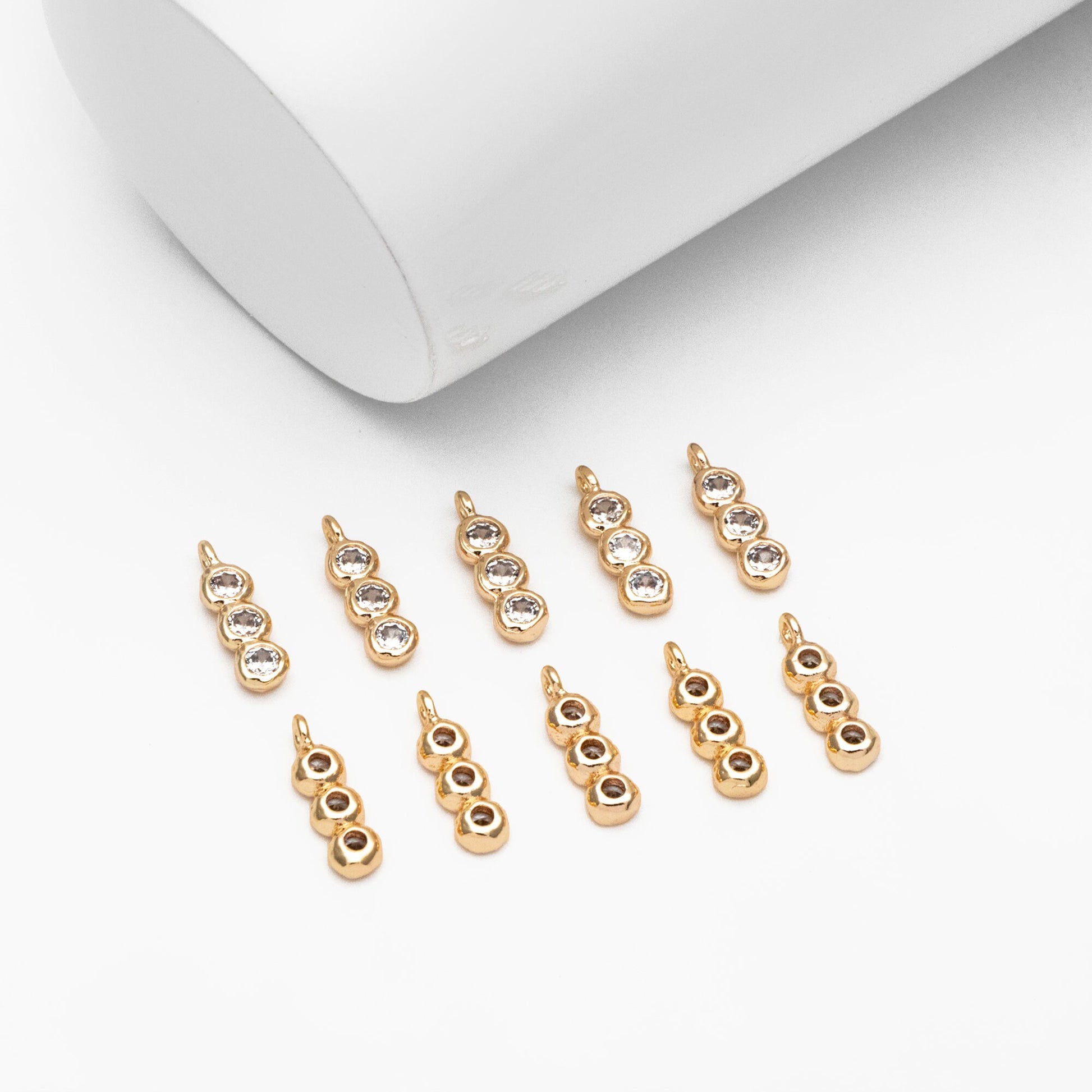 10pcs Gold/ Silver CZ pave Bar Charm, 13x4mm, Zircon Charms, White Stone Charms (GB-3897-C)