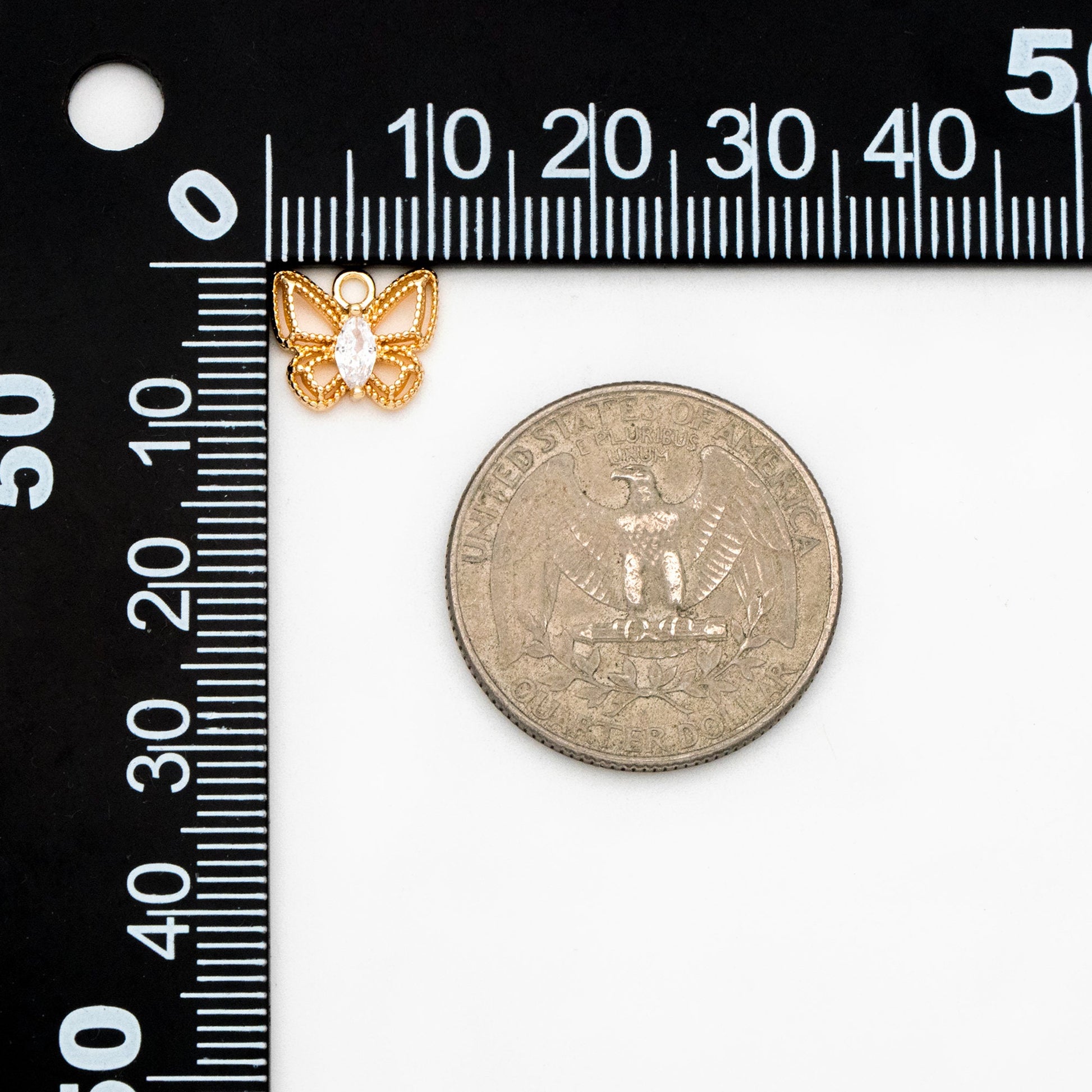 4pcs CZ Pave Gold Butterfly Charm Pendants, Jewelry Findings, Wholesale Supplies (GB-3561-C)