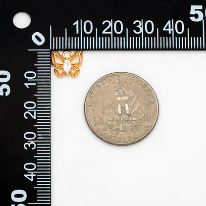 4pcs CZ Pave Gold Butterfly Charm Pendants, Jewelry Findings, Wholesale Supplies (GB-3561-C)