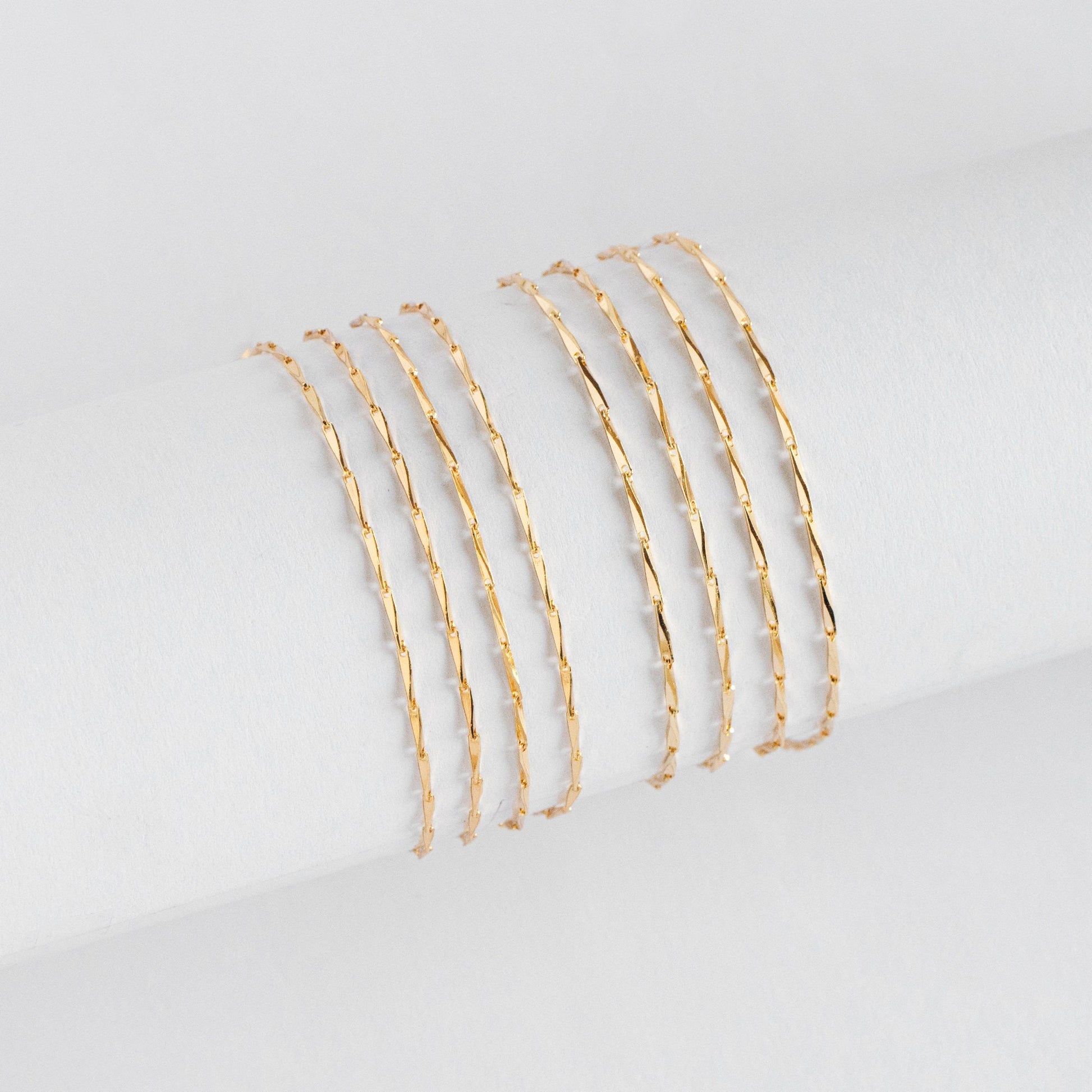 Gold plated Brass Bar Chain 1.2/ 1.3mm Thin, Color Not Easily Tarnish, Lead Nickel Free (#LK-167)/ 1 Meter=3.3 ft